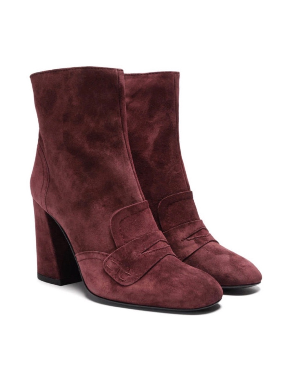 Stuart Weitzman Moxanne Dark Red Suede Block Heel Ankle Boots 9.5 M